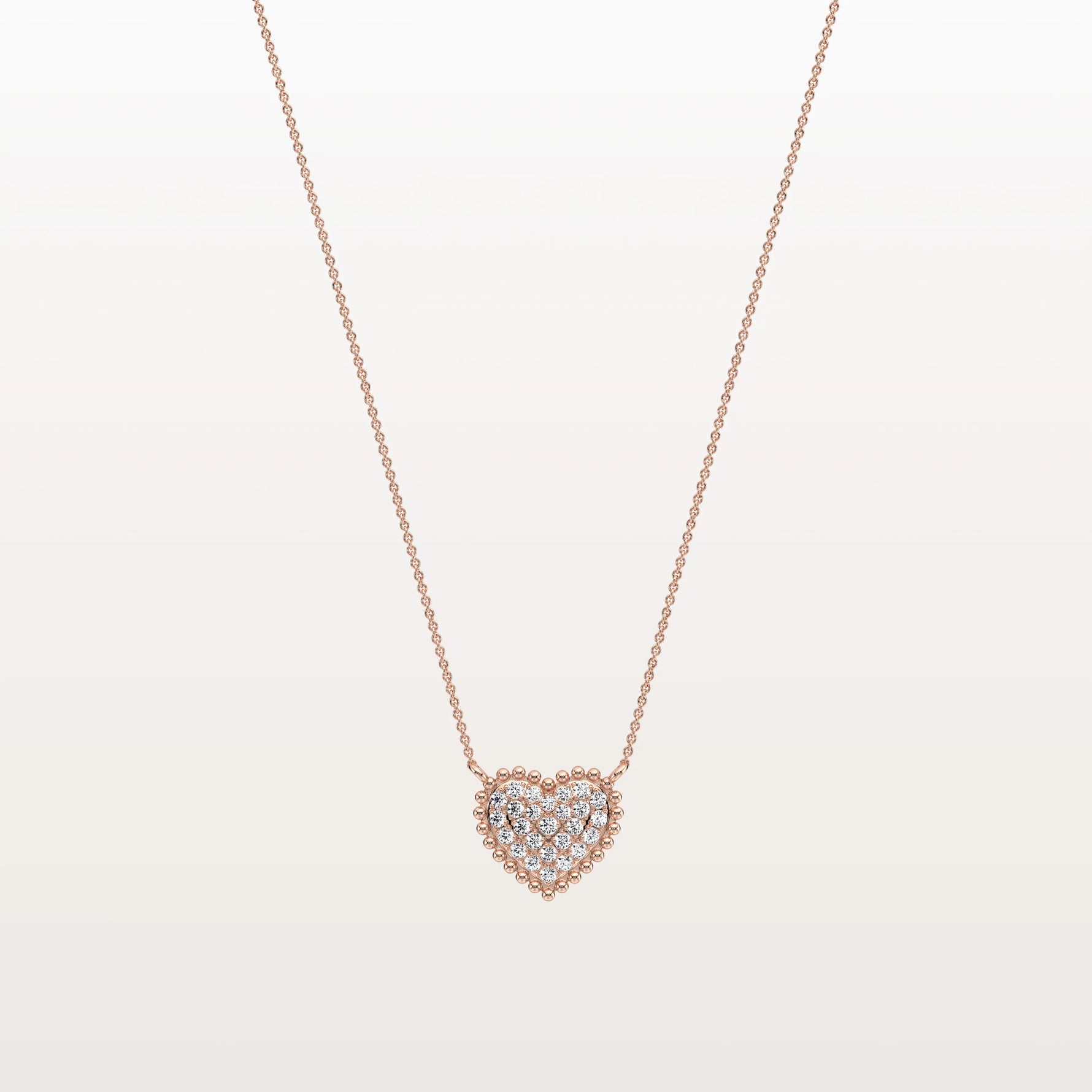 Lab Grown Diamond Beaded Heart Necklace in 14K Solid Gold/Platinum - Necklaces