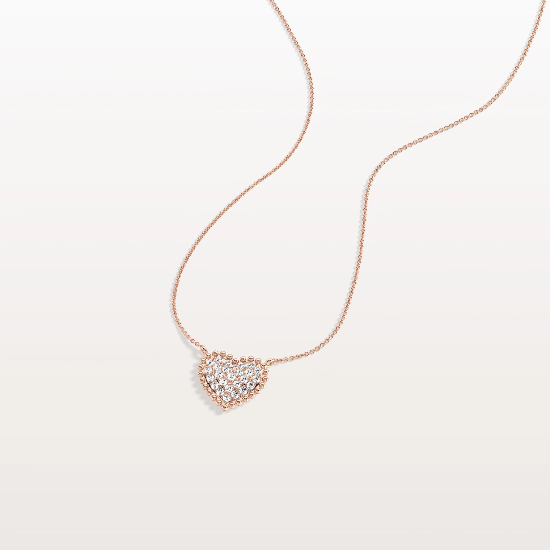 Lab Grown Diamond Beaded Heart Necklace in 14K Solid Gold/Platinum - Necklaces