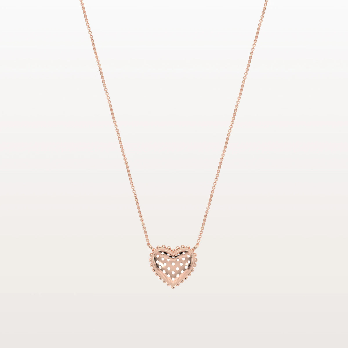 Lab Grown Diamond Beaded Heart Necklace in 14K Solid Gold/Platinum - Necklaces