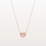 Lab Grown Diamond Beaded Heart Necklace in 14K Solid Gold/Platinum - Necklaces