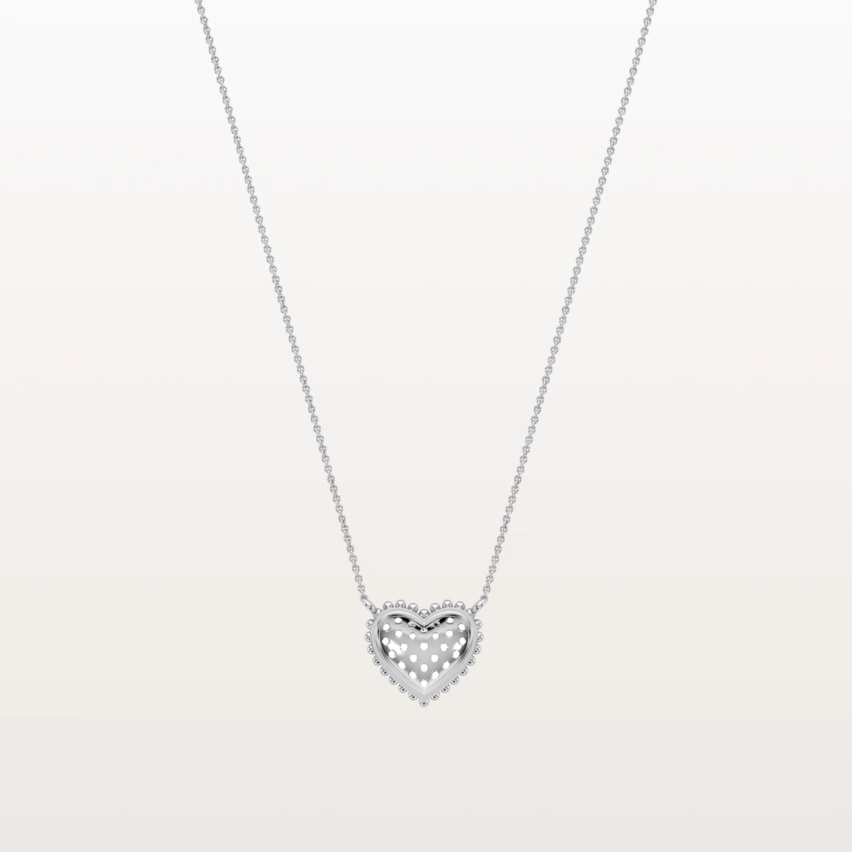 Lab Grown Diamond Beaded Heart Necklace in 14K Solid Gold/Platinum - Necklaces