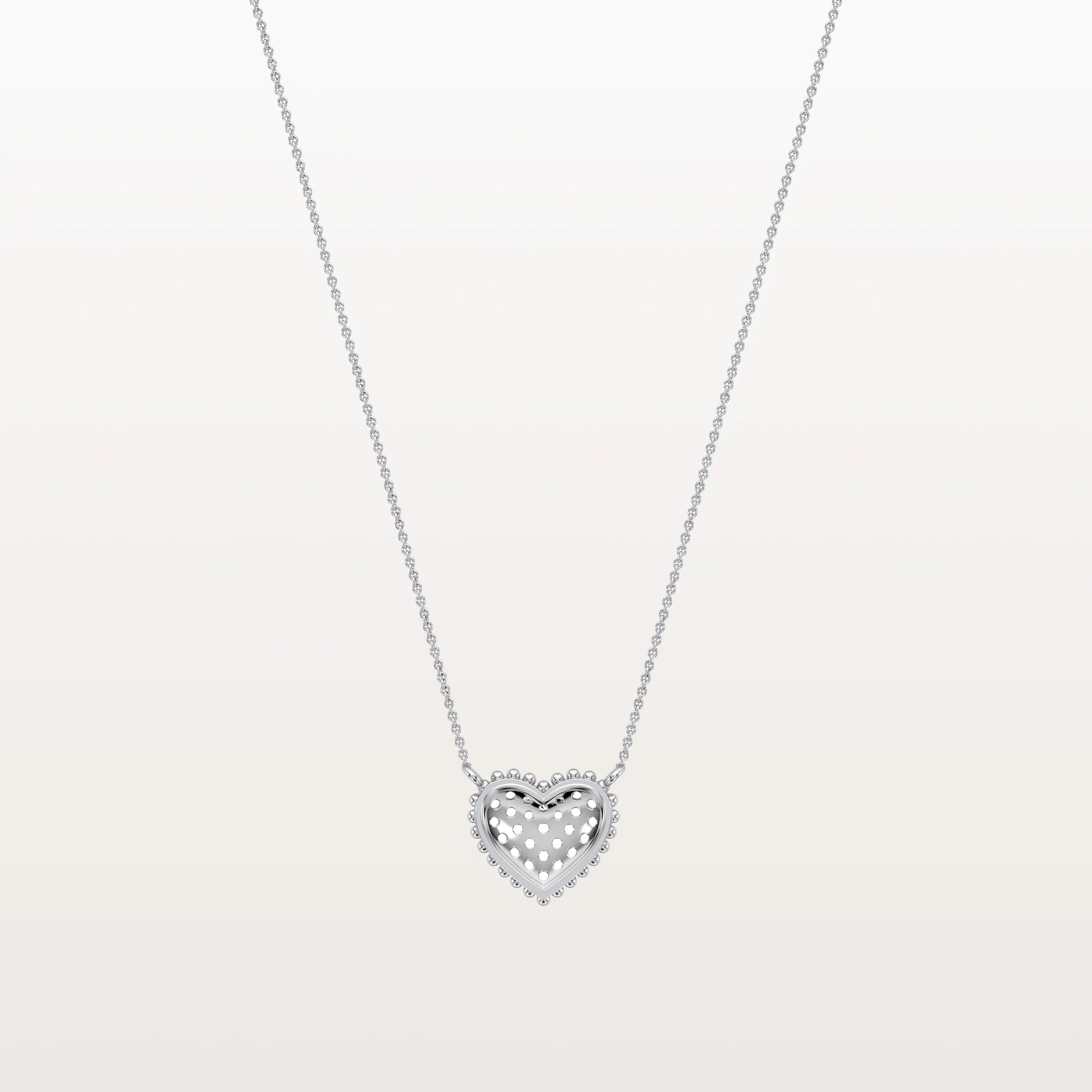 Lab Grown Diamond Beaded Heart Necklace in 14K Solid Gold/Platinum - Necklaces