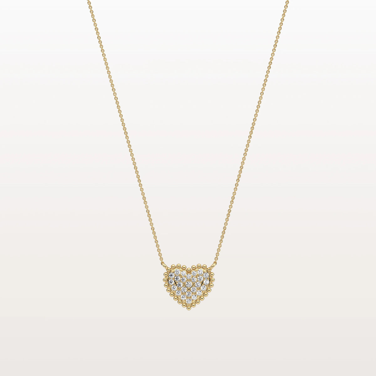 Lab Grown Diamond Beaded Heart Necklace in 14K Solid Gold/Platinum - Necklaces