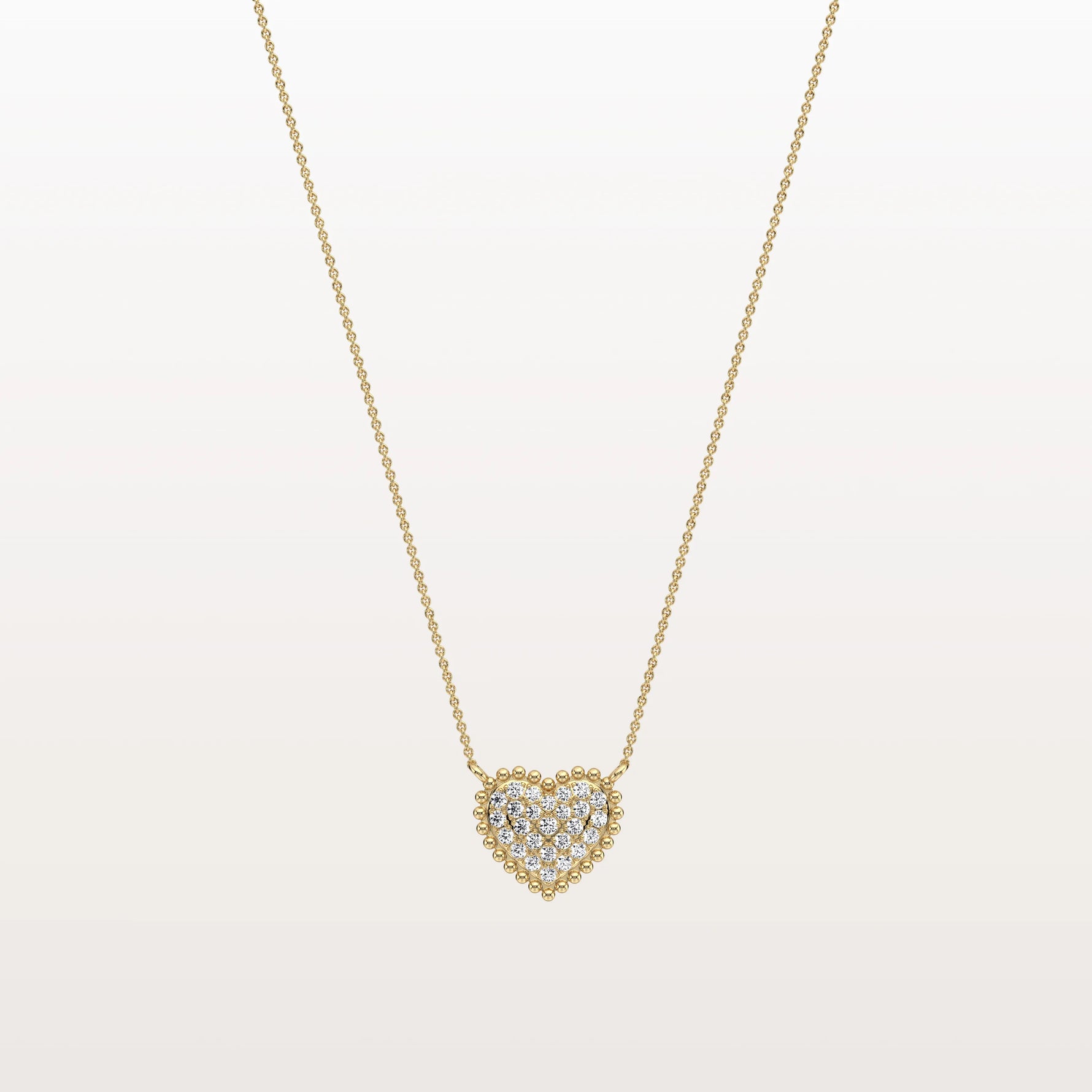 Lab Grown Diamond Beaded Heart Necklace in 14K Solid Gold/Platinum - Necklaces