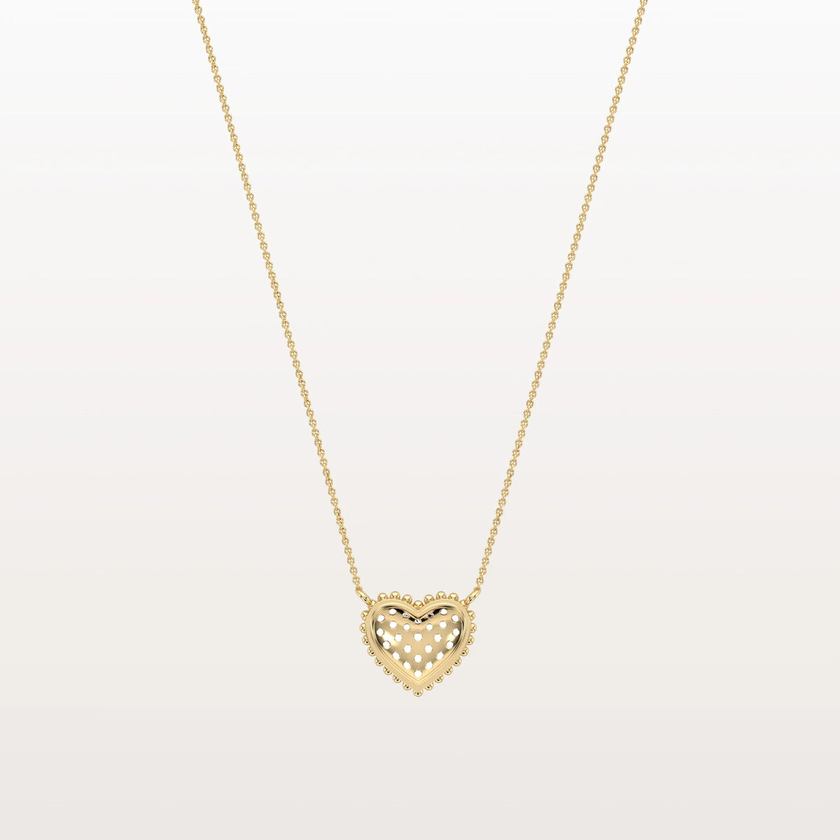 Lab Grown Diamond Beaded Heart Necklace in 14K Solid Gold/Platinum - Necklaces