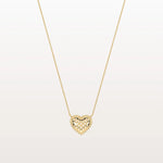 Lab Grown Diamond Beaded Heart Necklace in 14K Solid Gold/Platinum - Necklaces