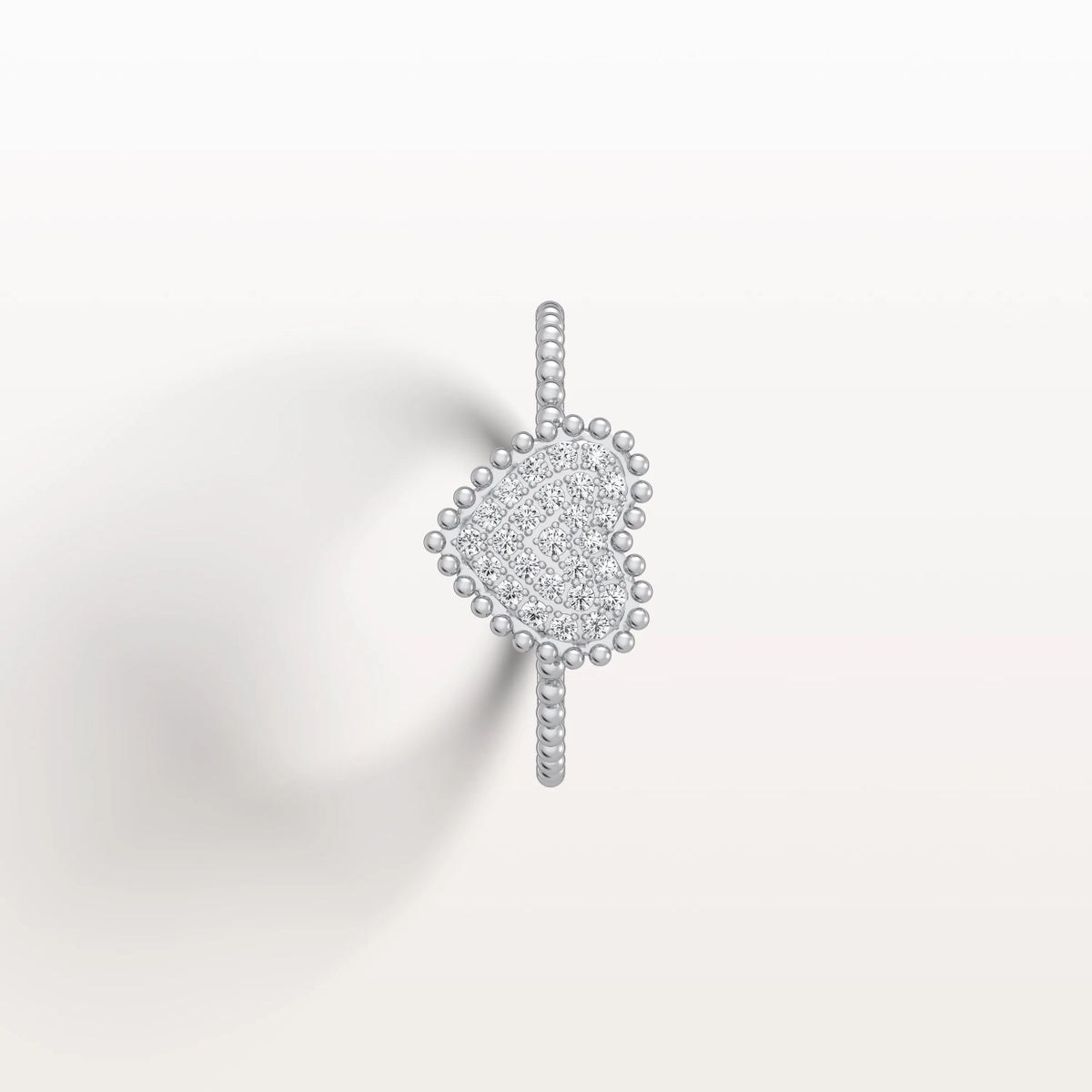 Lab Grown Diamond Beaded Heart Ring in 14K White Gold - Rings