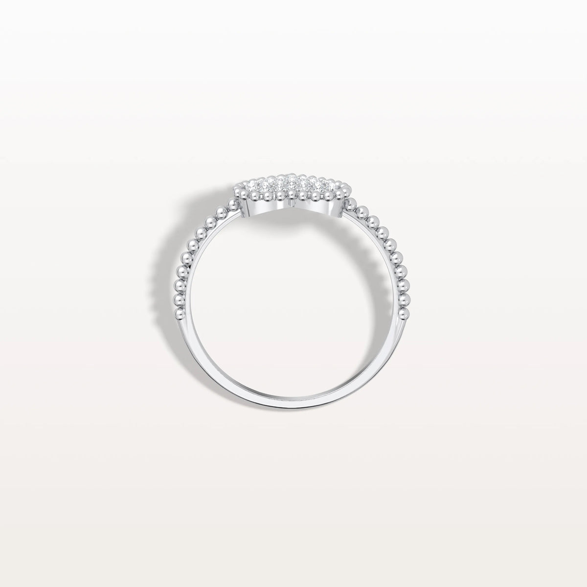 Lab Grown Diamond Beaded Heart Ring in 14K White Gold - Rings