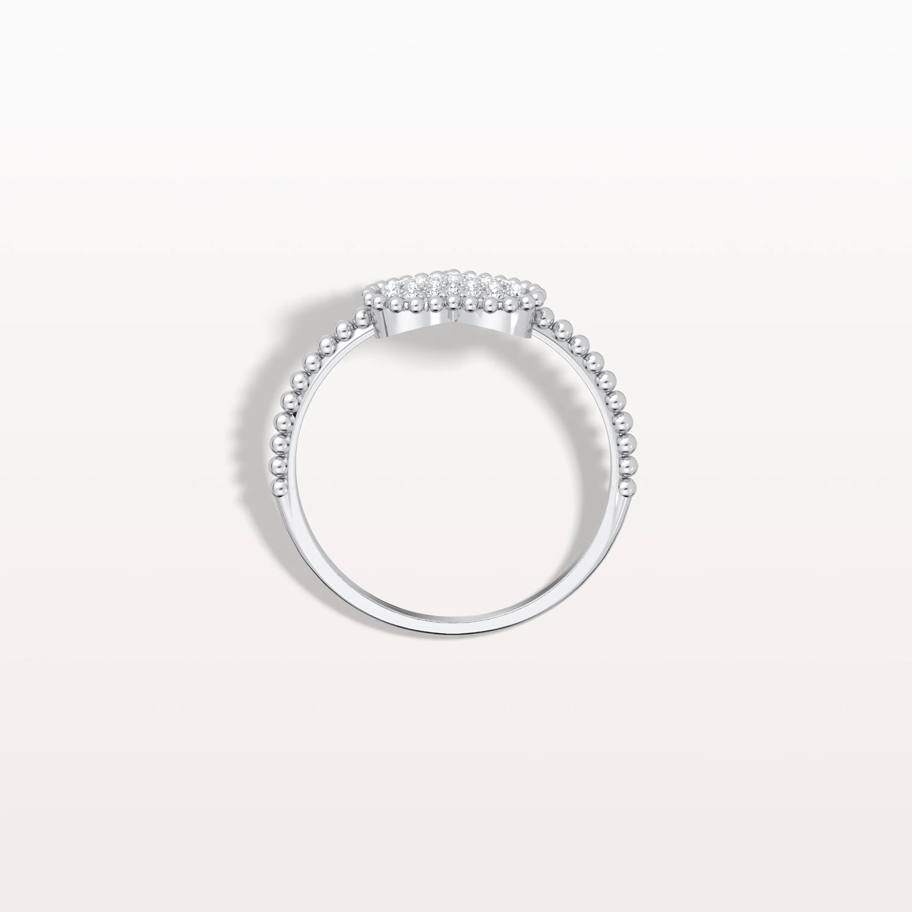 Lab Grown Diamond Beaded Heart Ring in 14K White Gold - Rings