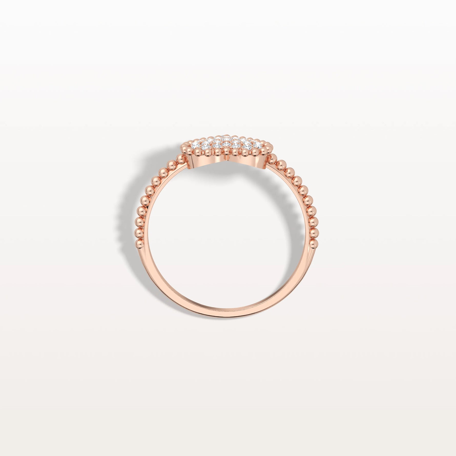 Lab Grown Diamond Beaded Heart Ring in 14K White Gold - Rings