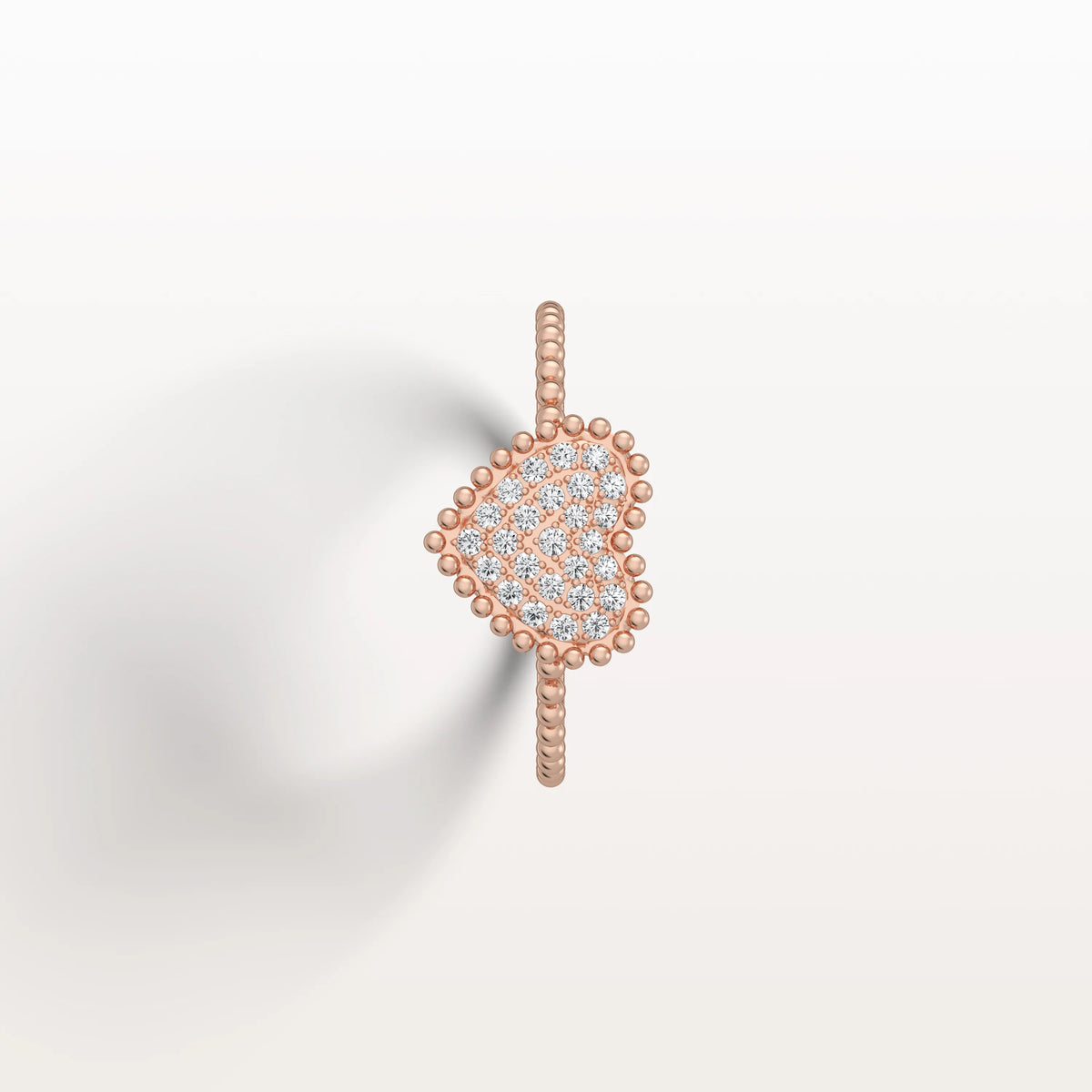 Lab Grown Diamond Beaded Heart Ring in 14K White Gold - Rings