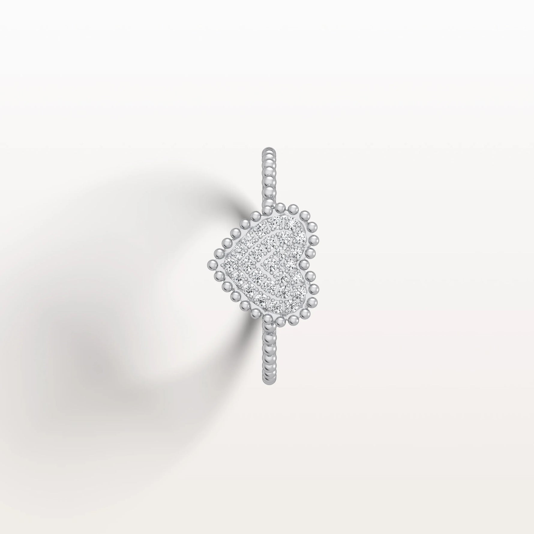 Lab Grown Diamond Beaded Heart Ring in 14K White Gold - Rings