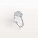 Lab Grown Diamond Beaded Heart Ring in 14K White Gold - Rings
