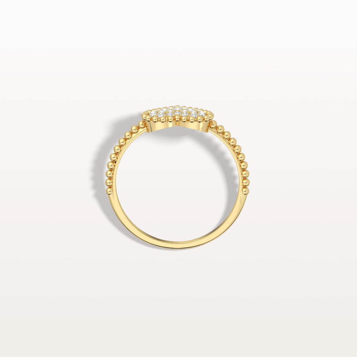 Lab Grown Diamond Beaded Heart Ring in 14K White Gold - Rings