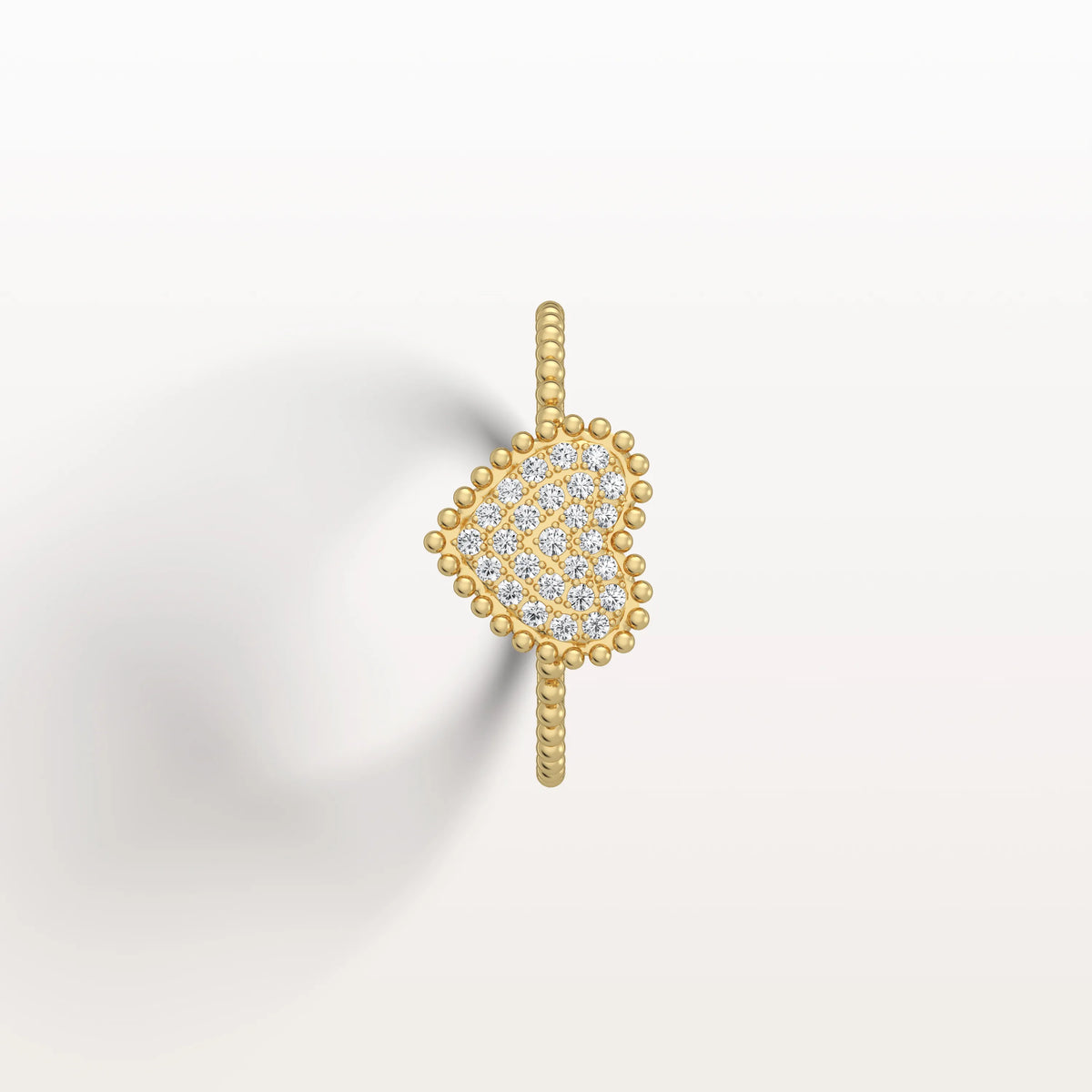 Lab Grown Diamond Beaded Heart Ring in 14K White Gold - Rings