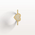 Lab Grown Diamond Beaded Heart Ring in 14K White Gold - Rings