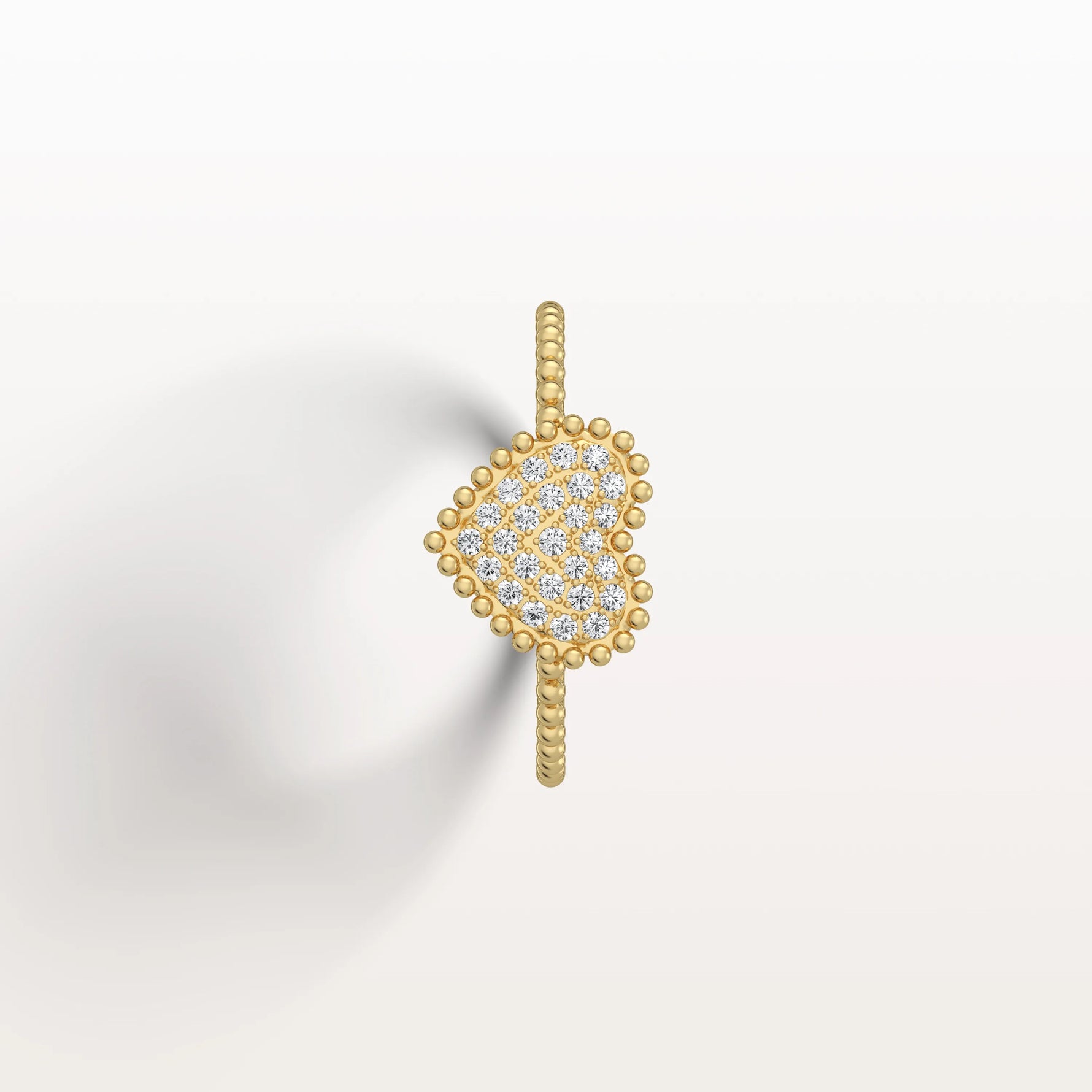 Lab Grown Diamond Beaded Heart Ring in 14K White Gold - Rings
