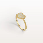 Lab Grown Diamond Beaded Heart Ring in 14K White Gold - Rings
