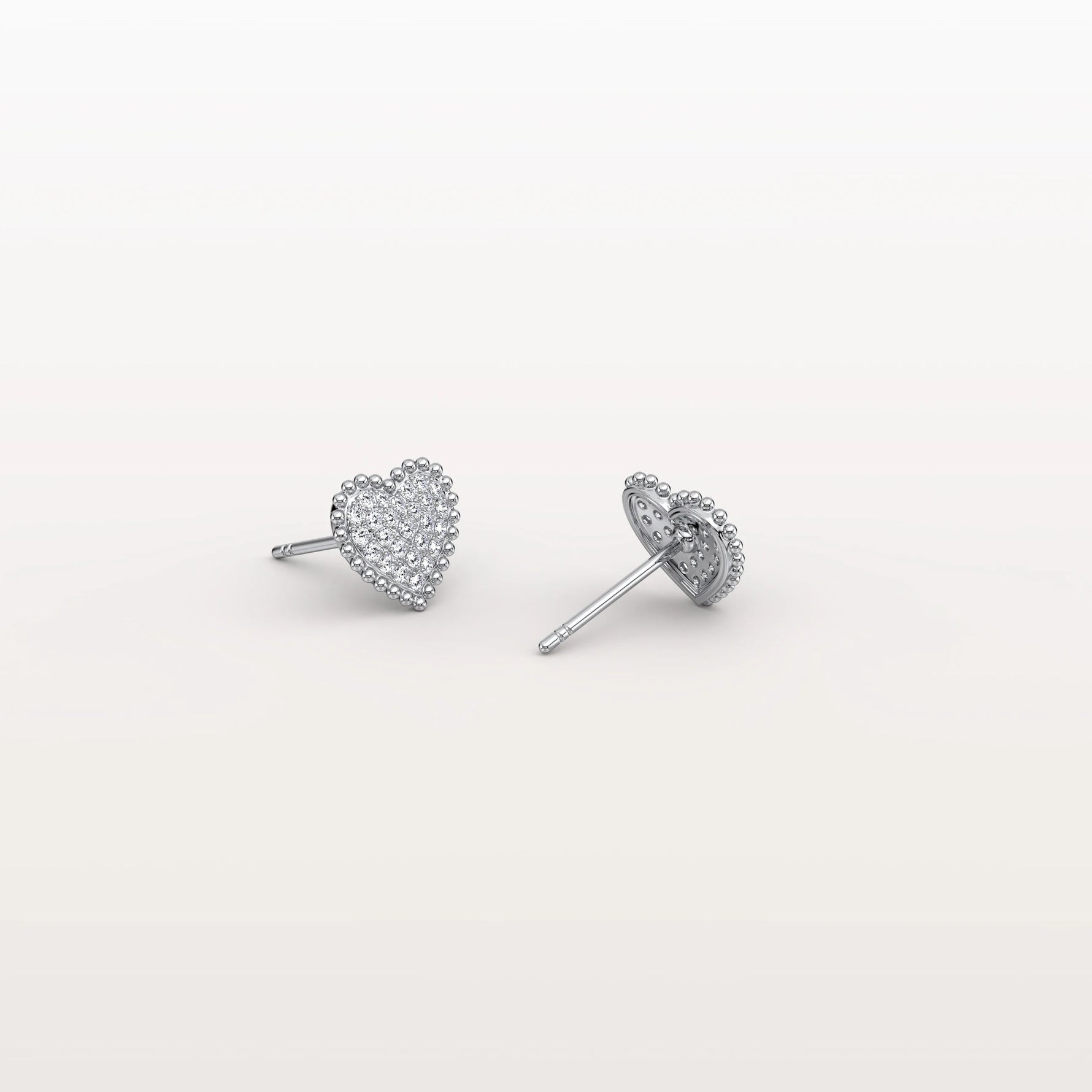 Heart - Shaped Lab Created Diamond Studs in 14K Solid Gold - Earrings