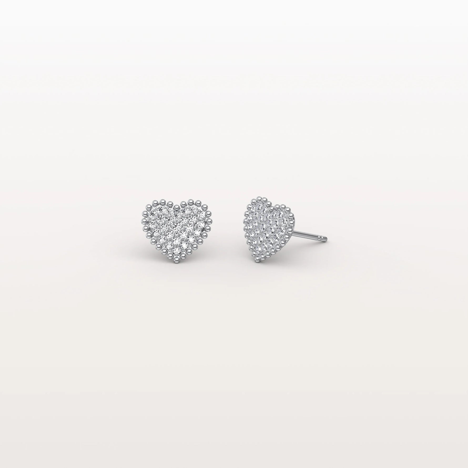 Heart - Shaped Lab Created Diamond Studs in 14K Solid Gold - Earrings