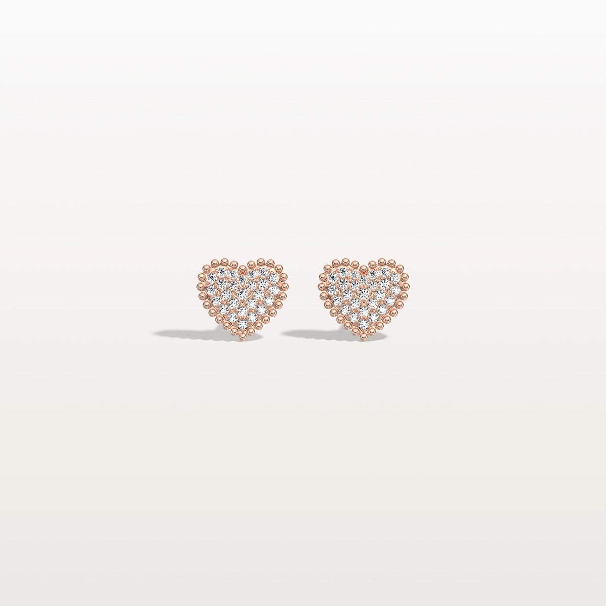 Heart - Shaped Lab Created Diamond Studs in 14K Solid Gold - Earrings