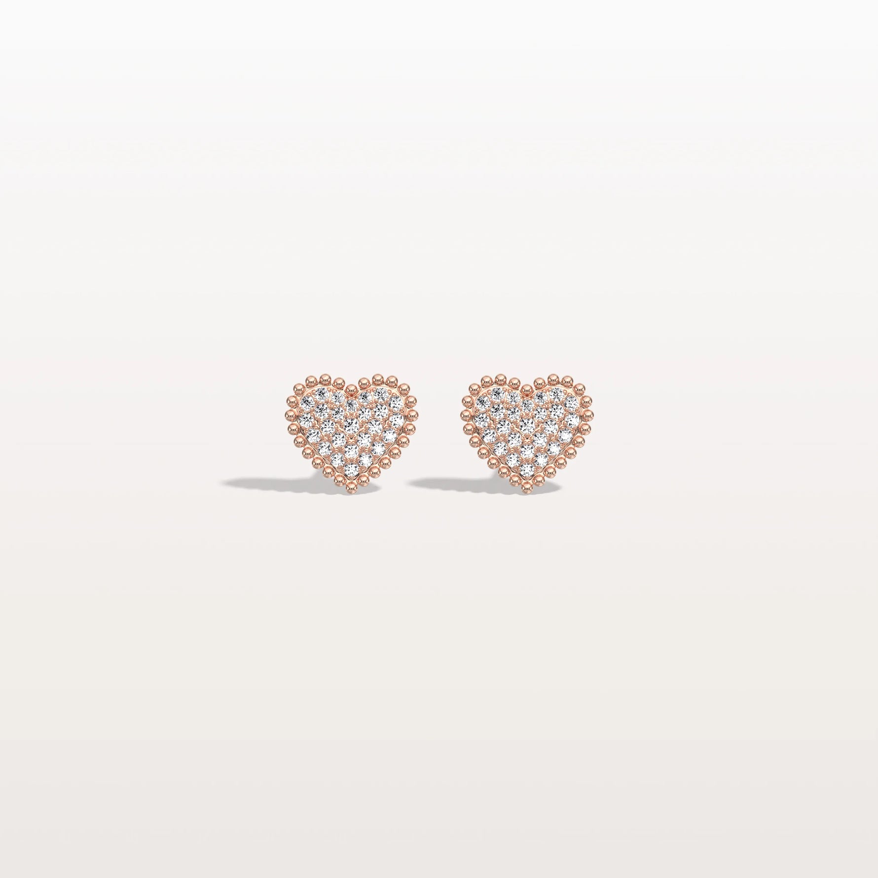 Heart - Shaped Lab Created Diamond Studs in 14K Solid Gold - Earrings