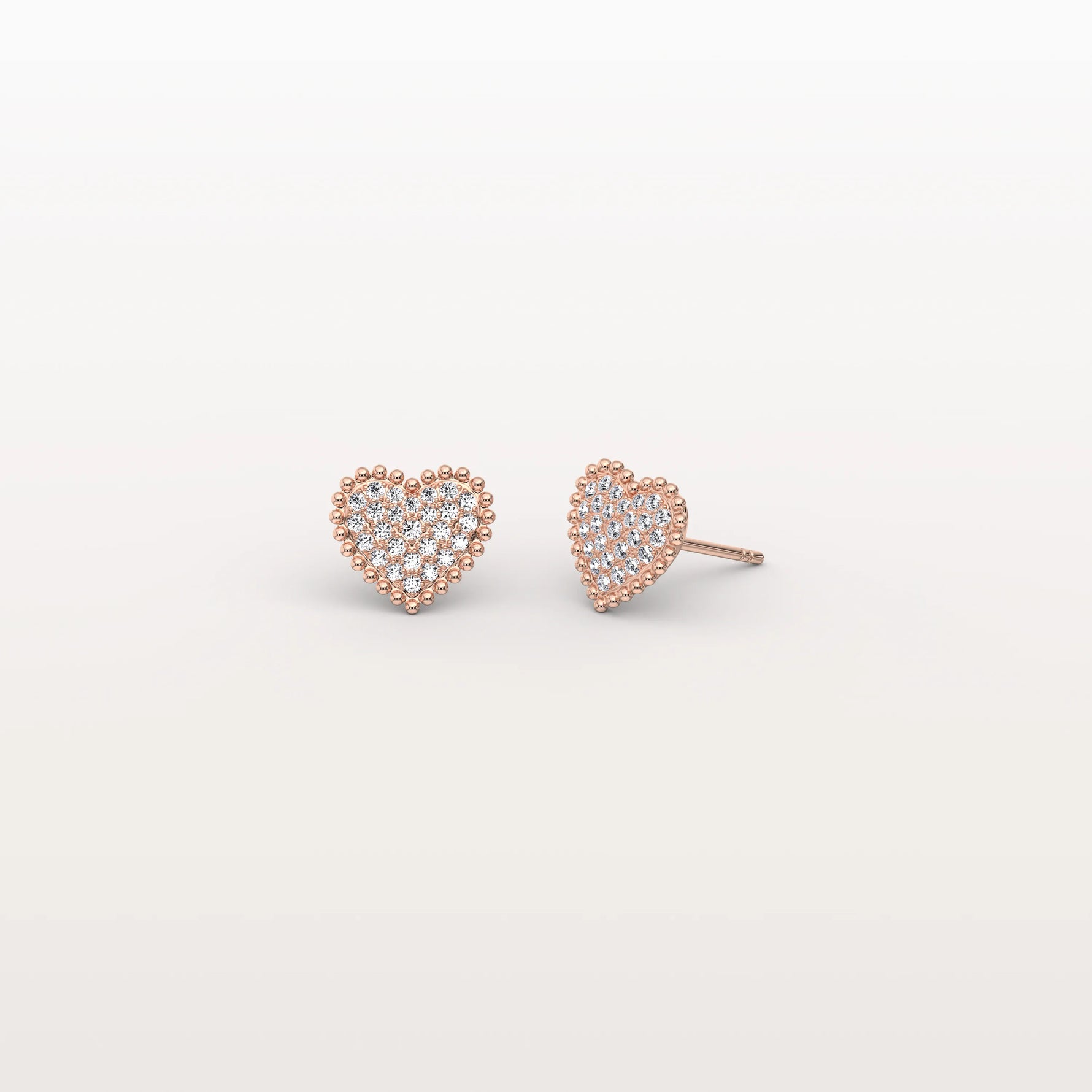 Heart - Shaped Lab Created Diamond Studs in 14K Solid Gold - Earrings