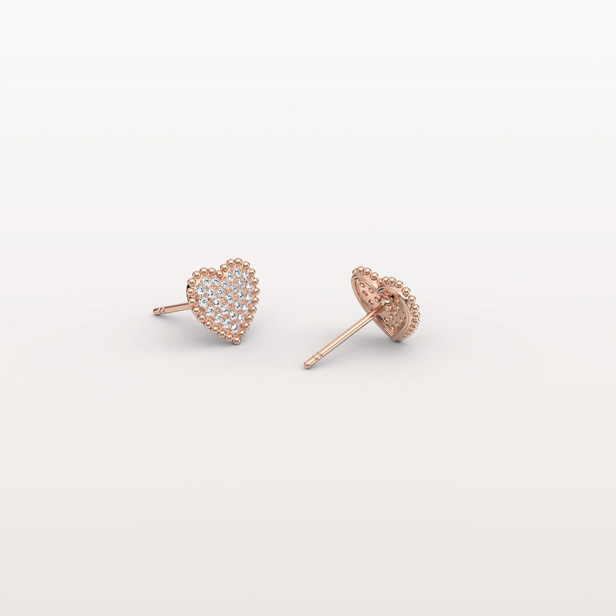Heart - Shaped Lab Created Diamond Studs in 14K Solid Gold - Earrings