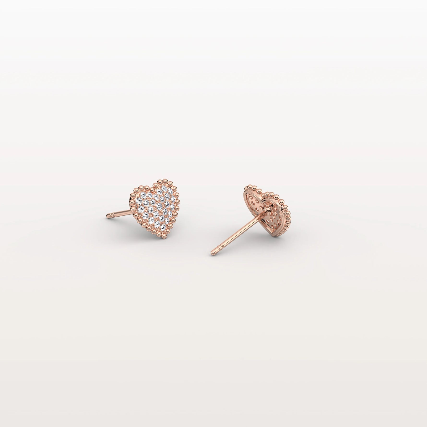 Heart - Shaped Lab Created Diamond Studs in 14K Solid Gold - Earrings