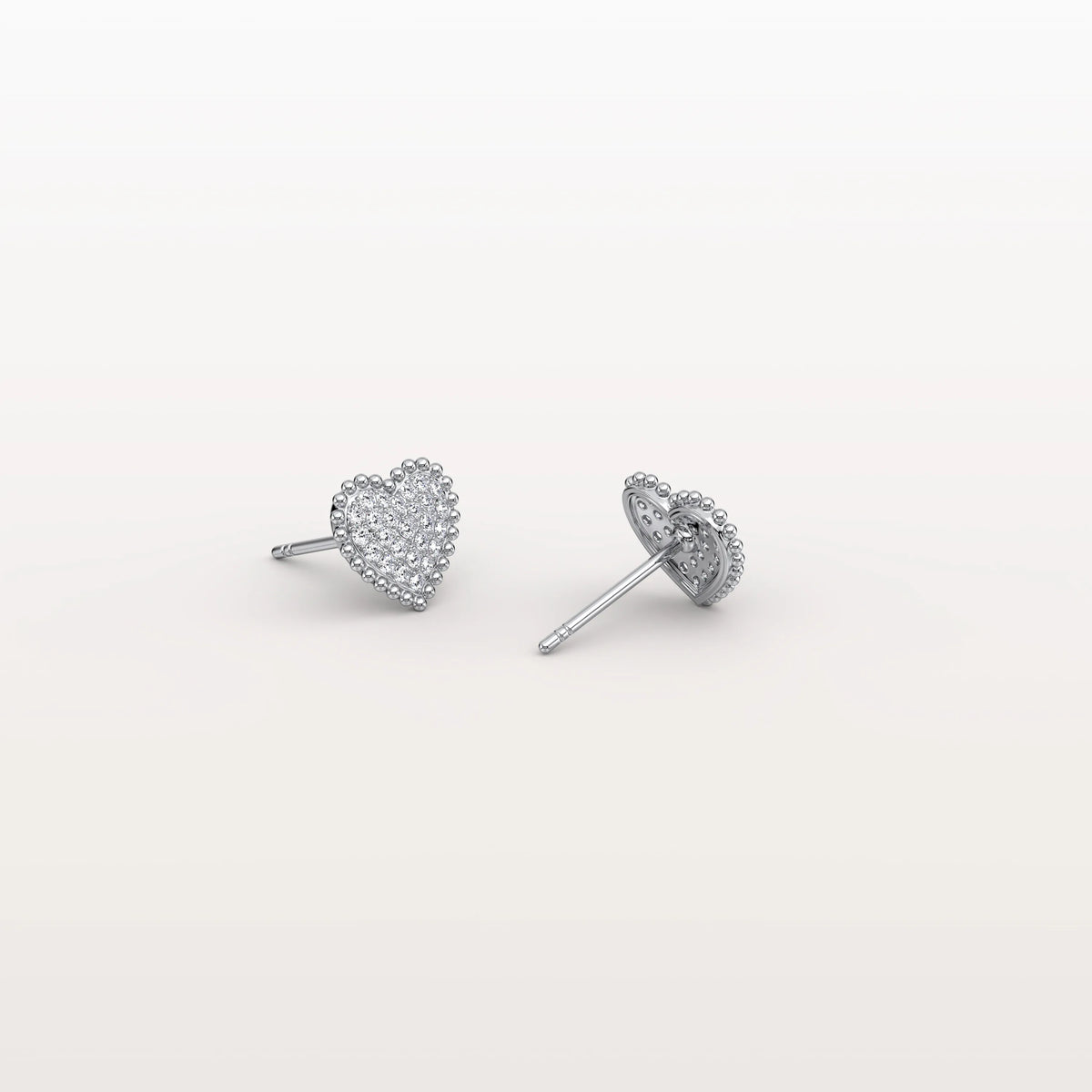 Heart - Shaped Lab Created Diamond Studs in 14K Solid Gold - Earrings