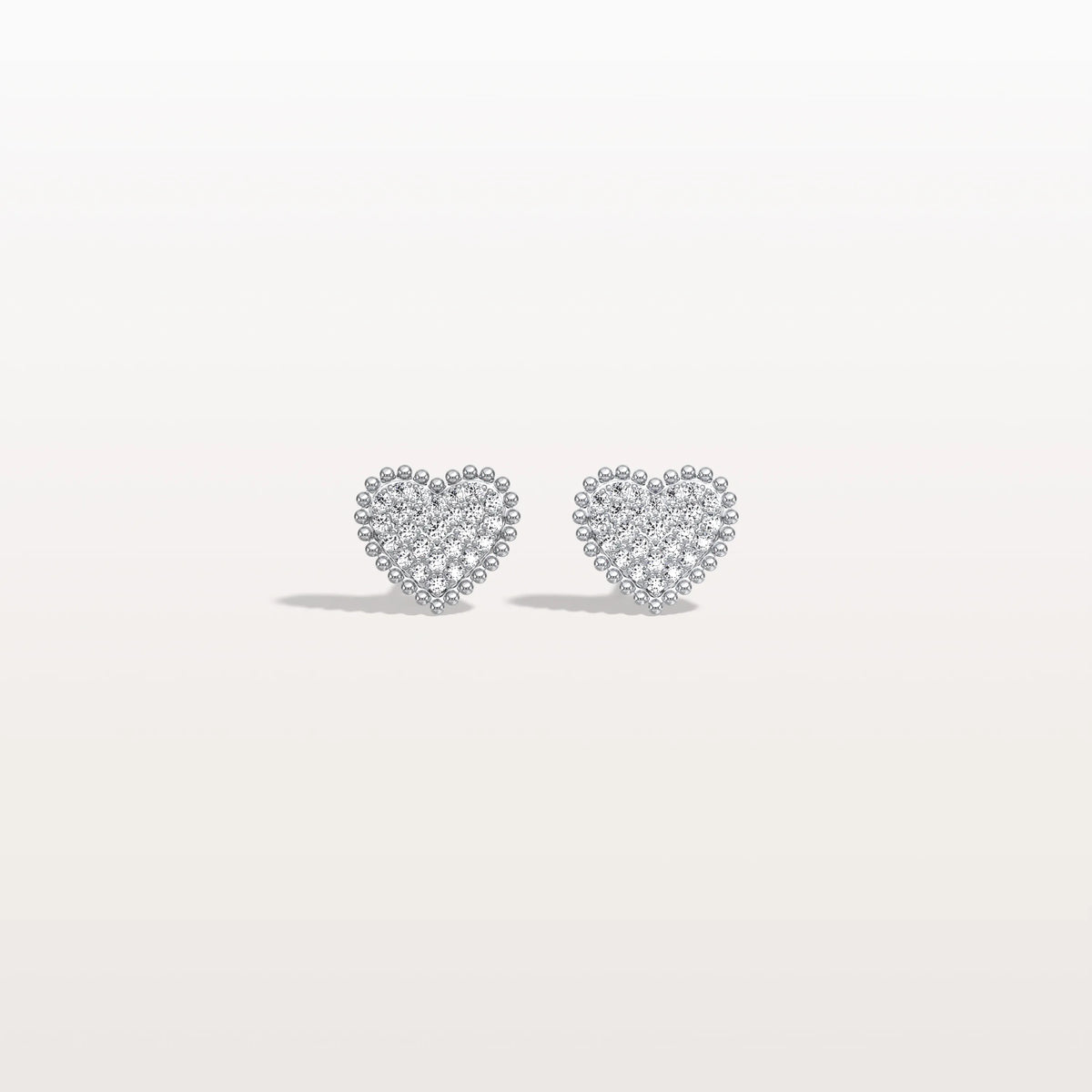 Heart - Shaped Lab Created Diamond Studs in 14K Solid Gold - Earrings