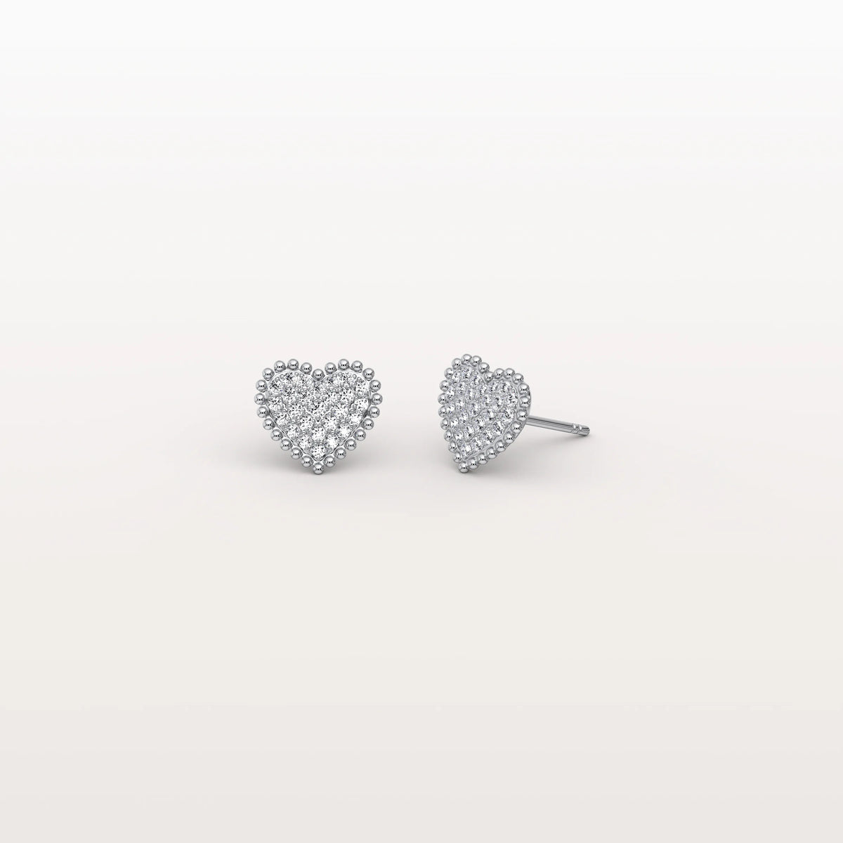 Heart - Shaped Lab Created Diamond Studs in 14K Solid Gold - Earrings