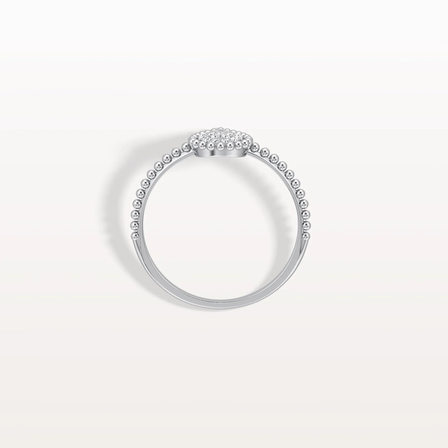 Lab Diamond Beaded Pear Shaped Ring in 14K Gold/Platinum - Rings