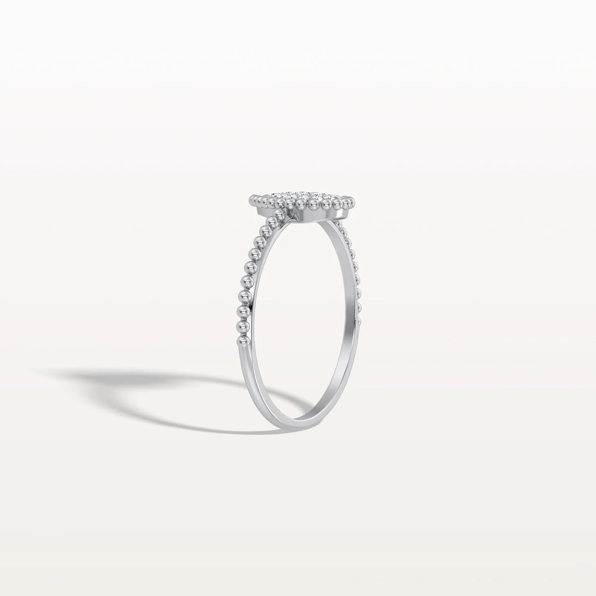 Lab Diamond Beaded Pear Shaped Ring in 14K Gold/Platinum - Rings