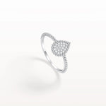 Lab Diamond Beaded Pear Shaped Ring in 14K Gold/Platinum - Rings
