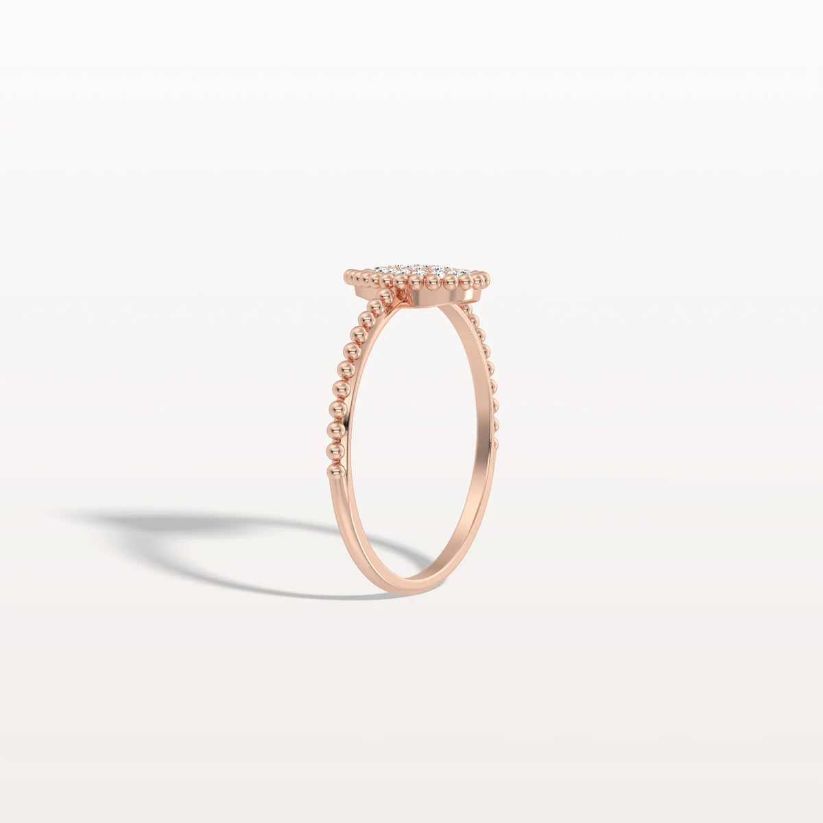 Lab Diamond Beaded Pear Shaped Ring in 14K Gold/Platinum - Rings