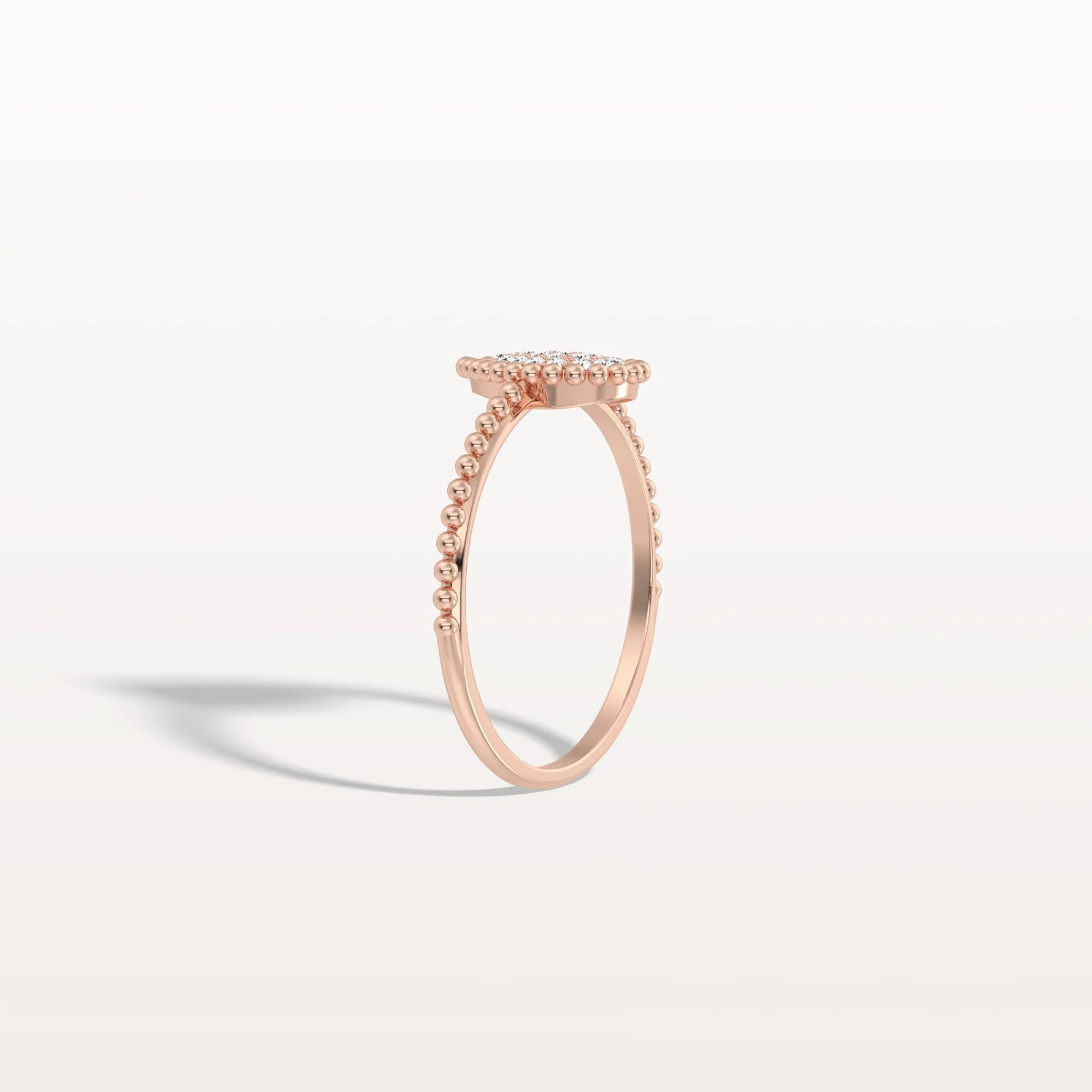 Lab Diamond Beaded Pear Shaped Ring in 14K Gold/Platinum - Rings