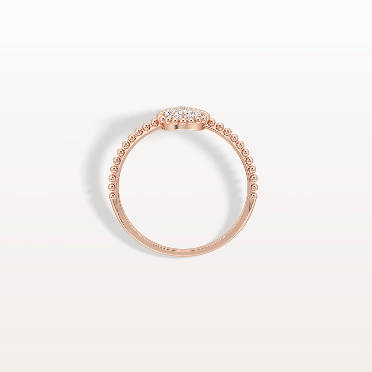 Lab Diamond Beaded Pear Shaped Ring in 14K Gold/Platinum - Rings