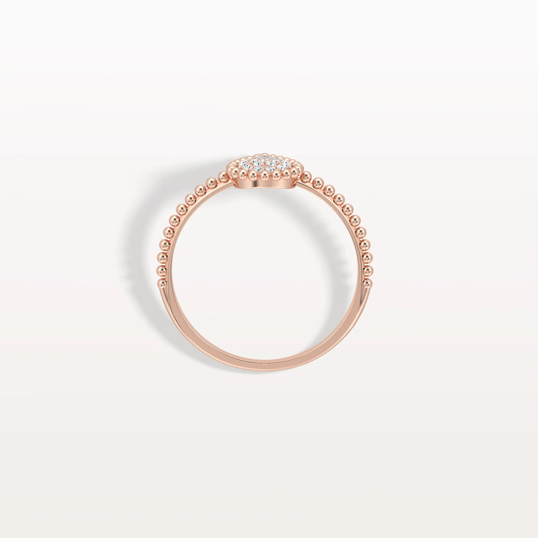 Lab Diamond Beaded Pear Shaped Ring in 14K Gold/Platinum - Rings