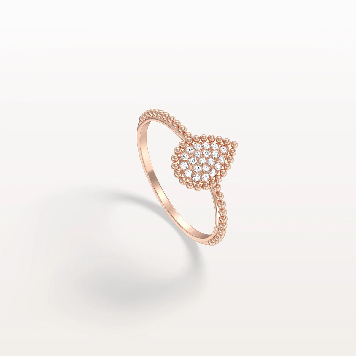 Lab Diamond Beaded Pear Shaped Ring in 14K Gold/Platinum - Rings