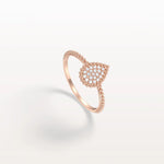 Lab Diamond Beaded Pear Shaped Ring in 14K Gold/Platinum - Rings