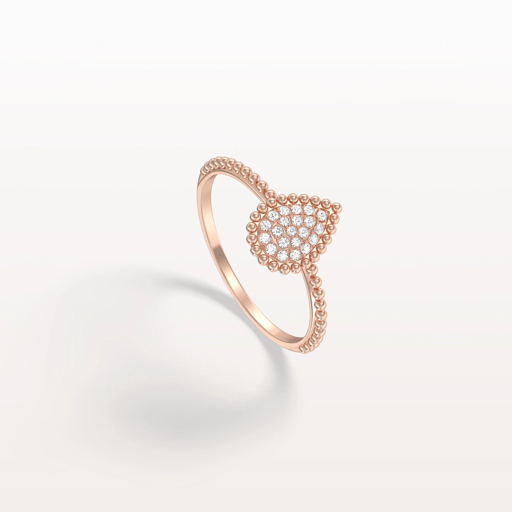 Lab Diamond Beaded Pear Shaped Ring in 14K Gold/Platinum - Rings