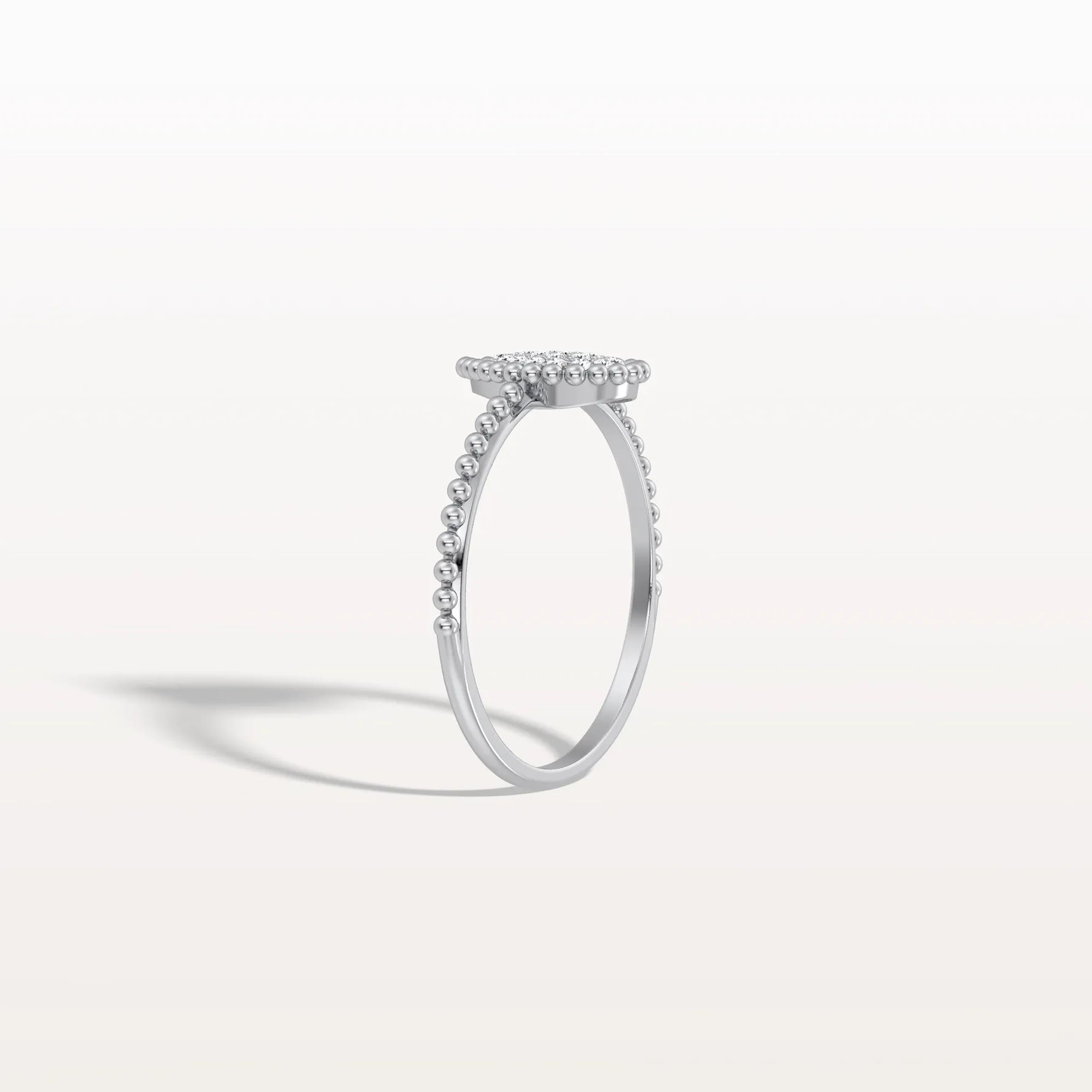 Lab Diamond Beaded Pear Shaped Ring in 14K Gold/Platinum - Rings