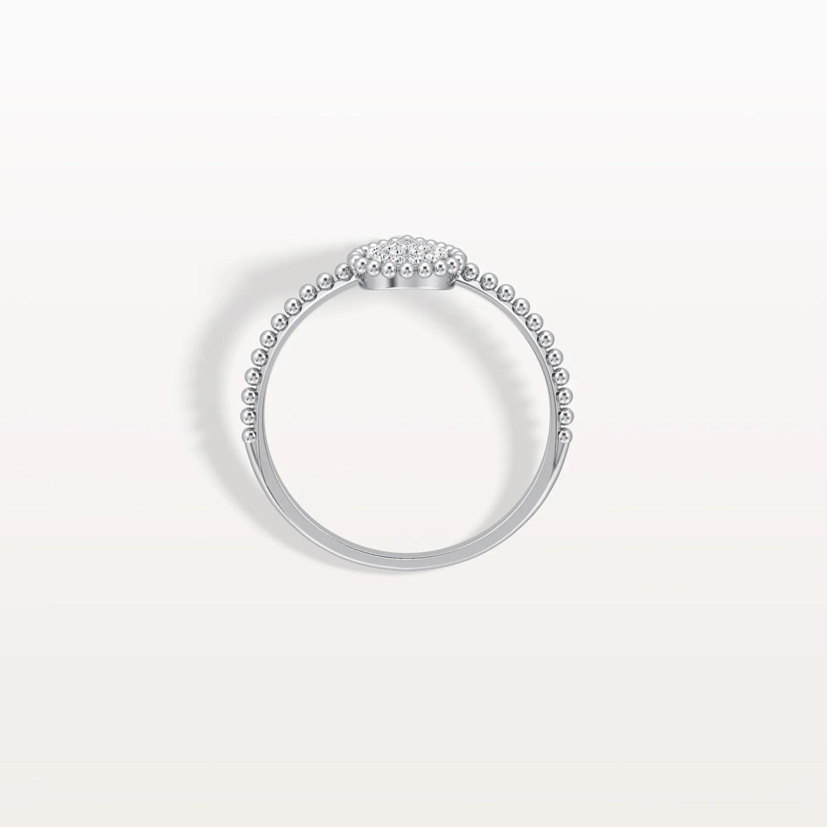 Lab Diamond Beaded Pear Shaped Ring in 14K Gold/Platinum - Rings