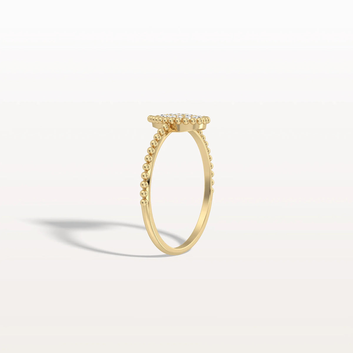 Lab Diamond Beaded Pear Shaped Ring in 14K Gold/Platinum - Rings