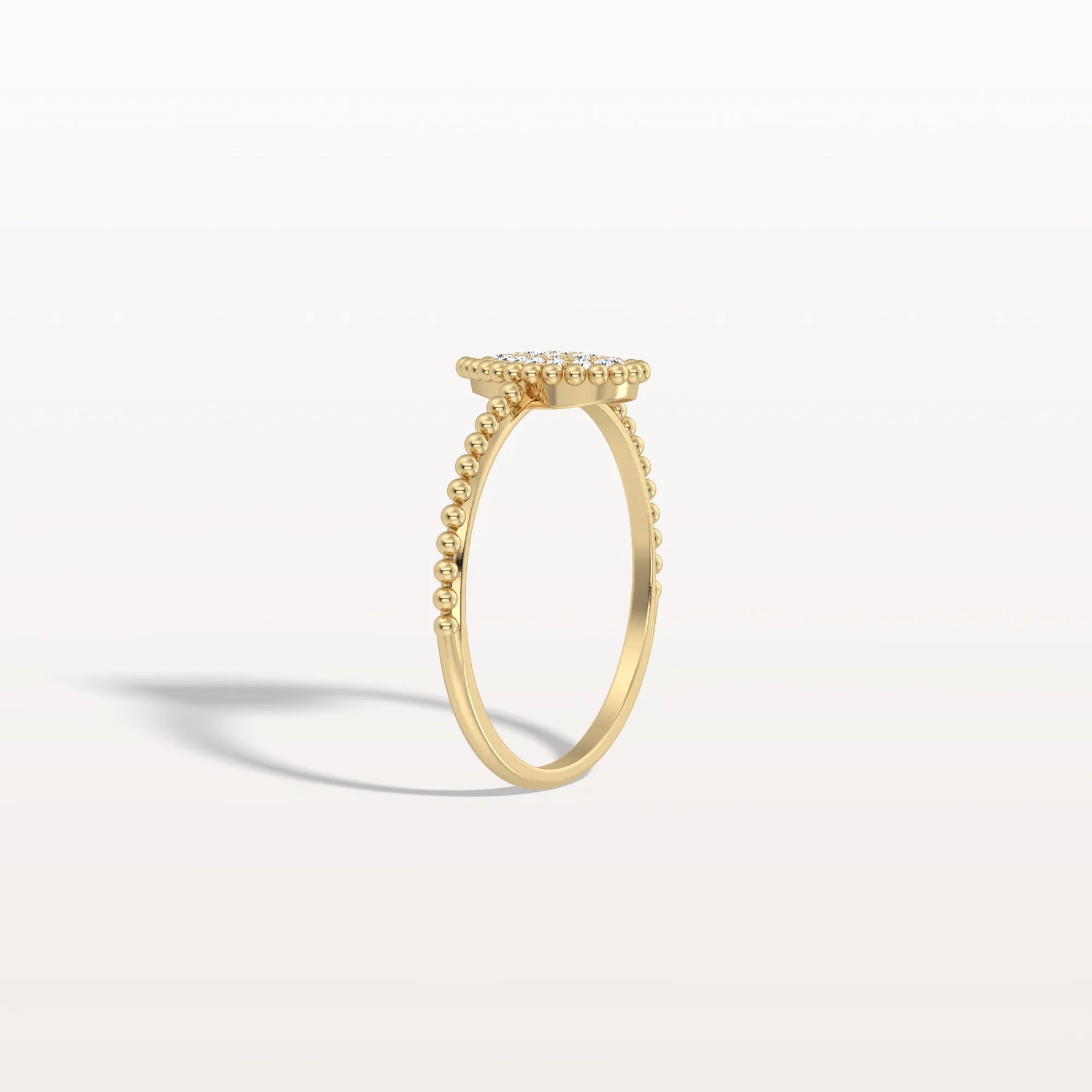 Lab Diamond Beaded Pear Shaped Ring in 14K Gold/Platinum - Rings