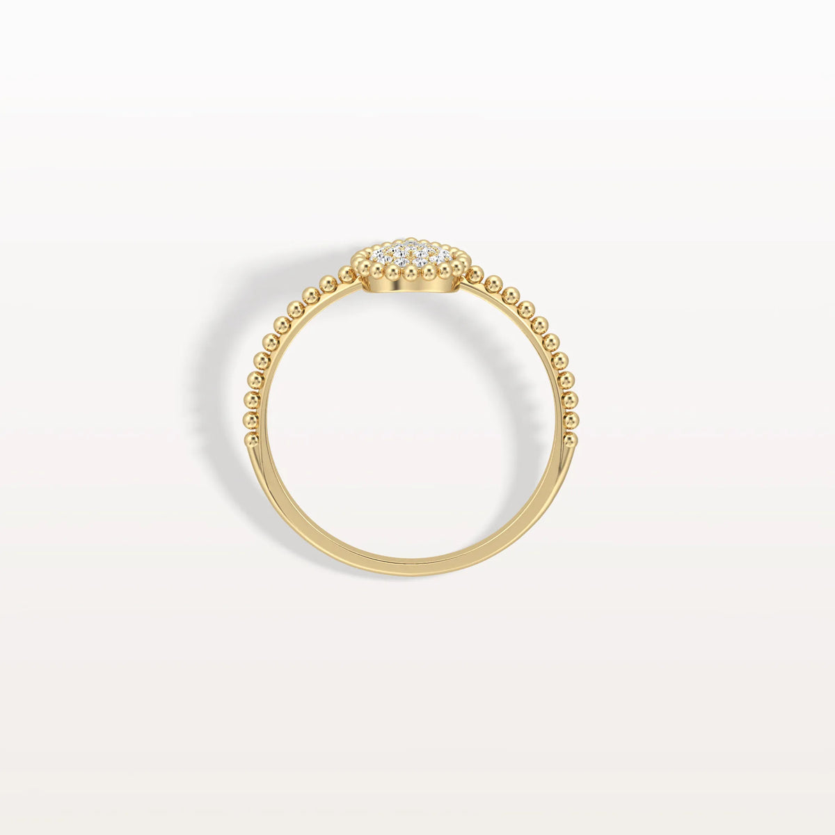 Lab Diamond Beaded Pear Shaped Ring in 14K Gold/Platinum - Rings