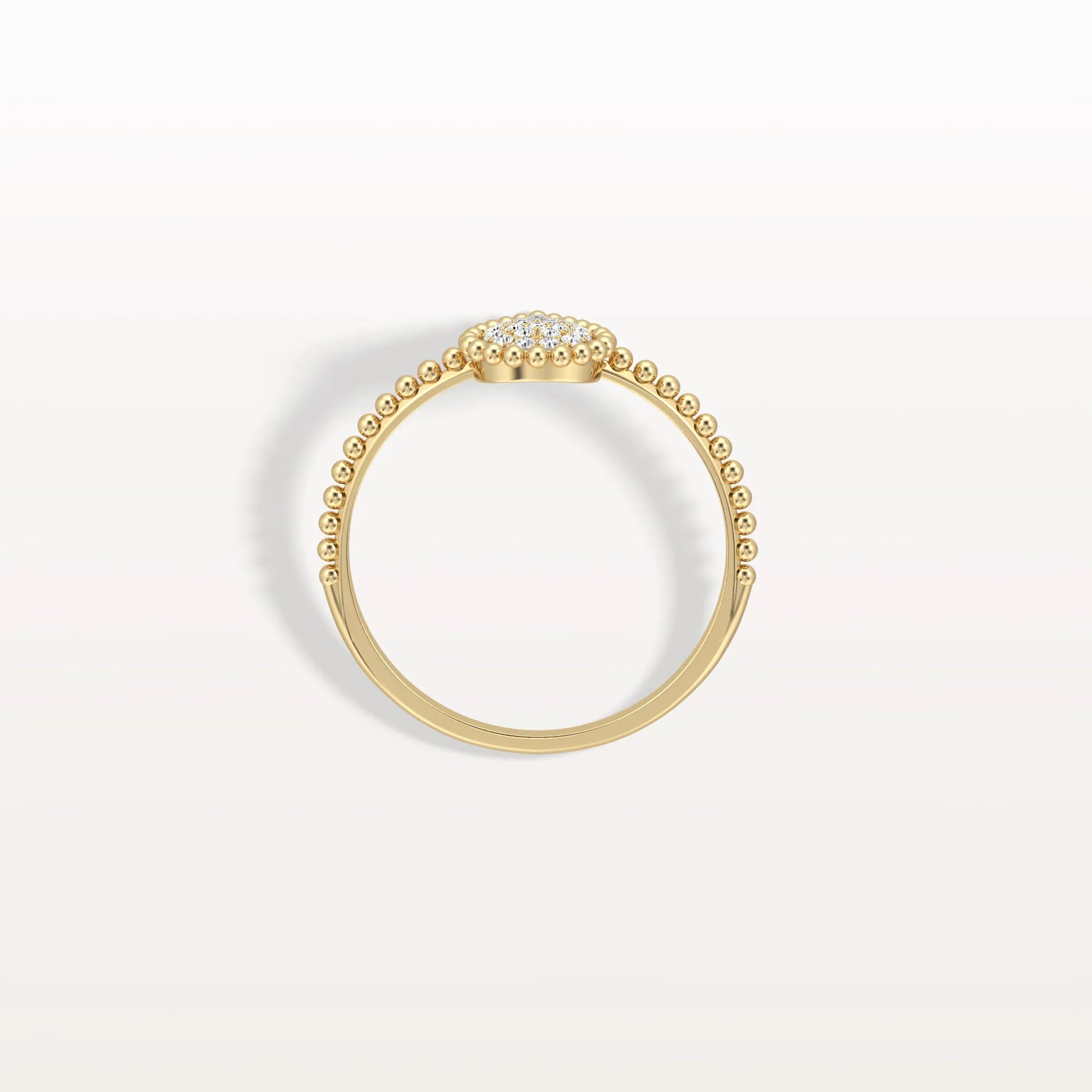 Lab Diamond Beaded Pear Shaped Ring in 14K Gold/Platinum - Rings