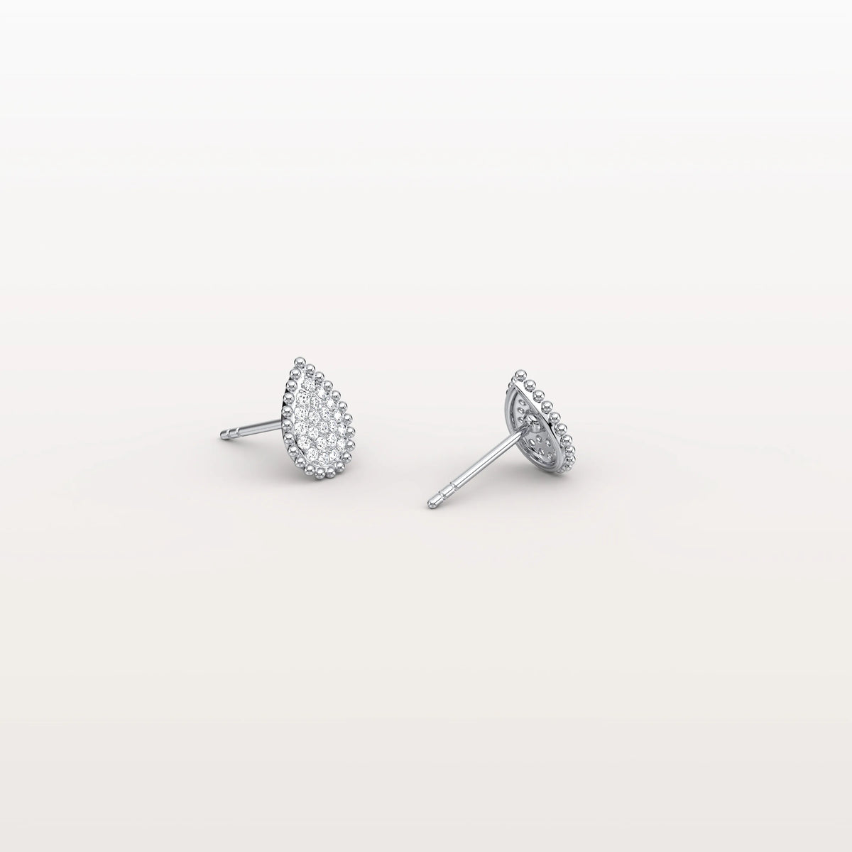 Beaded Teardrop Lab Grown Diamond Earrings in 14K White Gold - Earrings