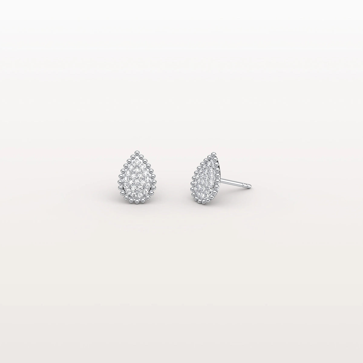 Beaded Teardrop Lab Grown Diamond Earrings in 14K White Gold - Earrings